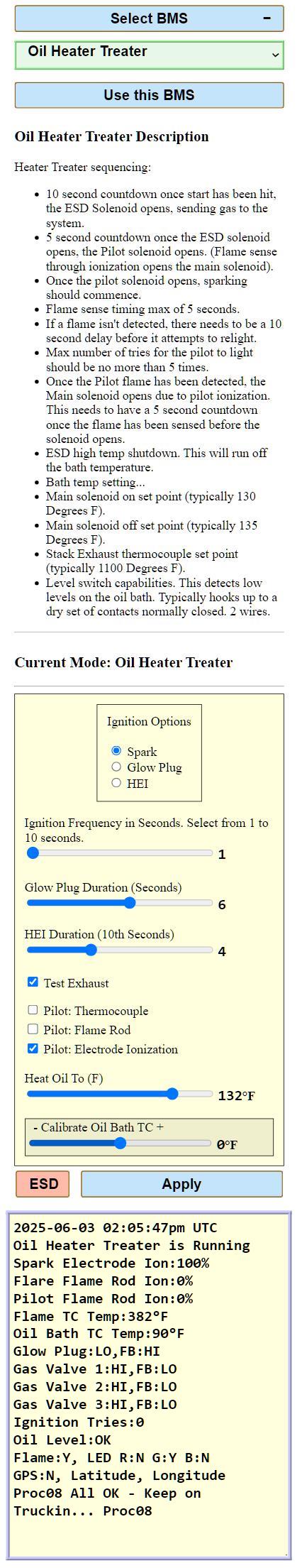 Sensor and Ignition Settings